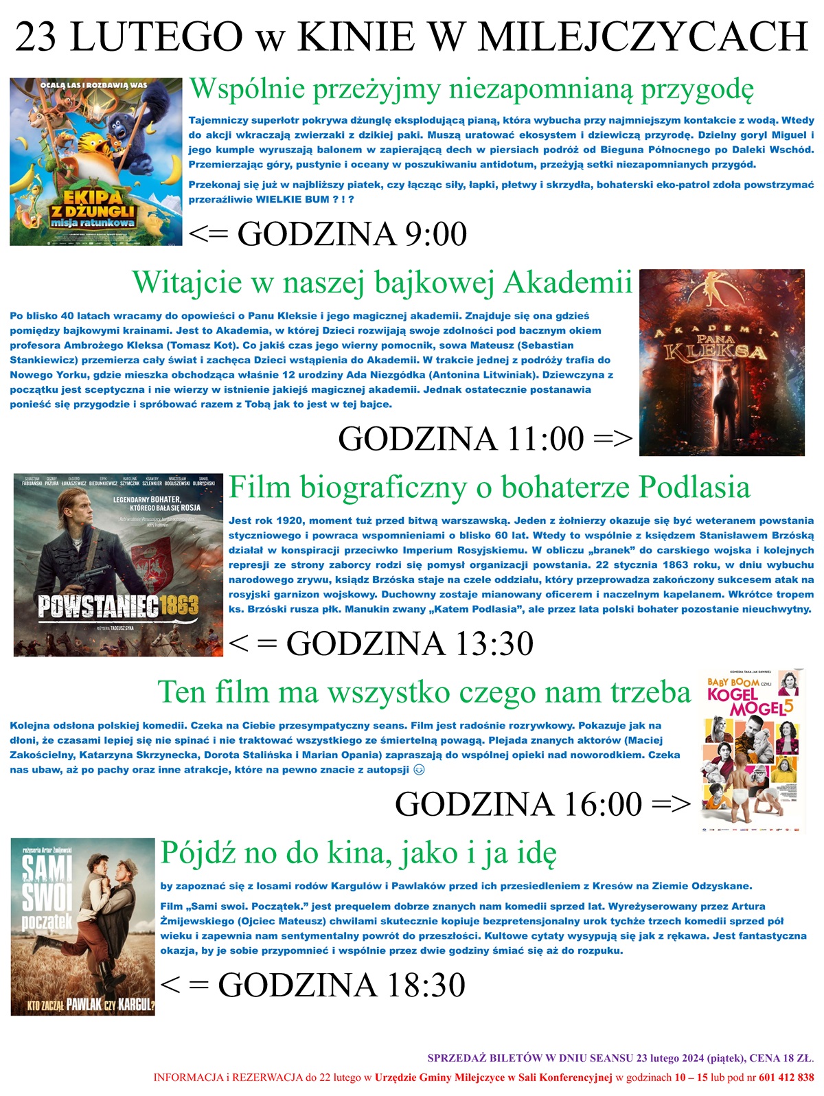 plakat kino w Milejczycach